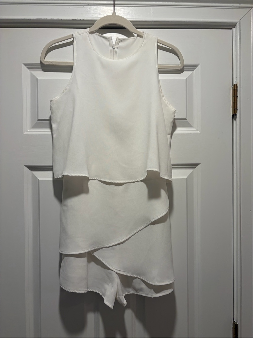 Elegant White Layered Sleeveless romper